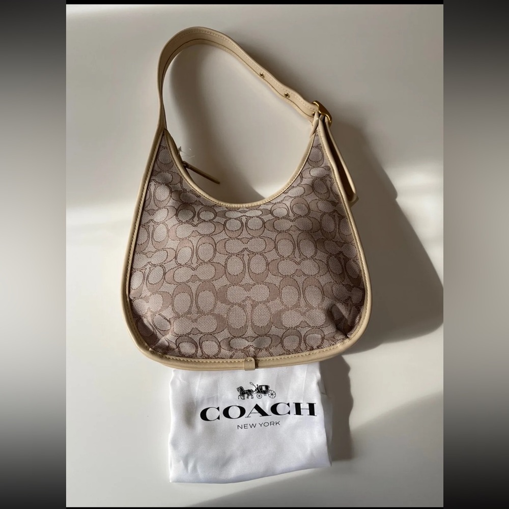 NWT COACH Ergo Shoulder Bag In Signature Jacquard C2588 Stone Ivory